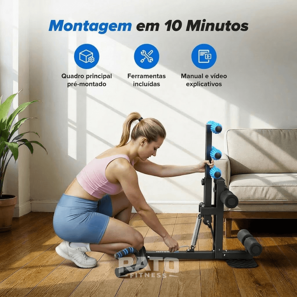 Aparelho Compacto de Agachamento Multifuncional 3 em 1 para Pernas e Glúteos - Preto Azul - Imagem 9
