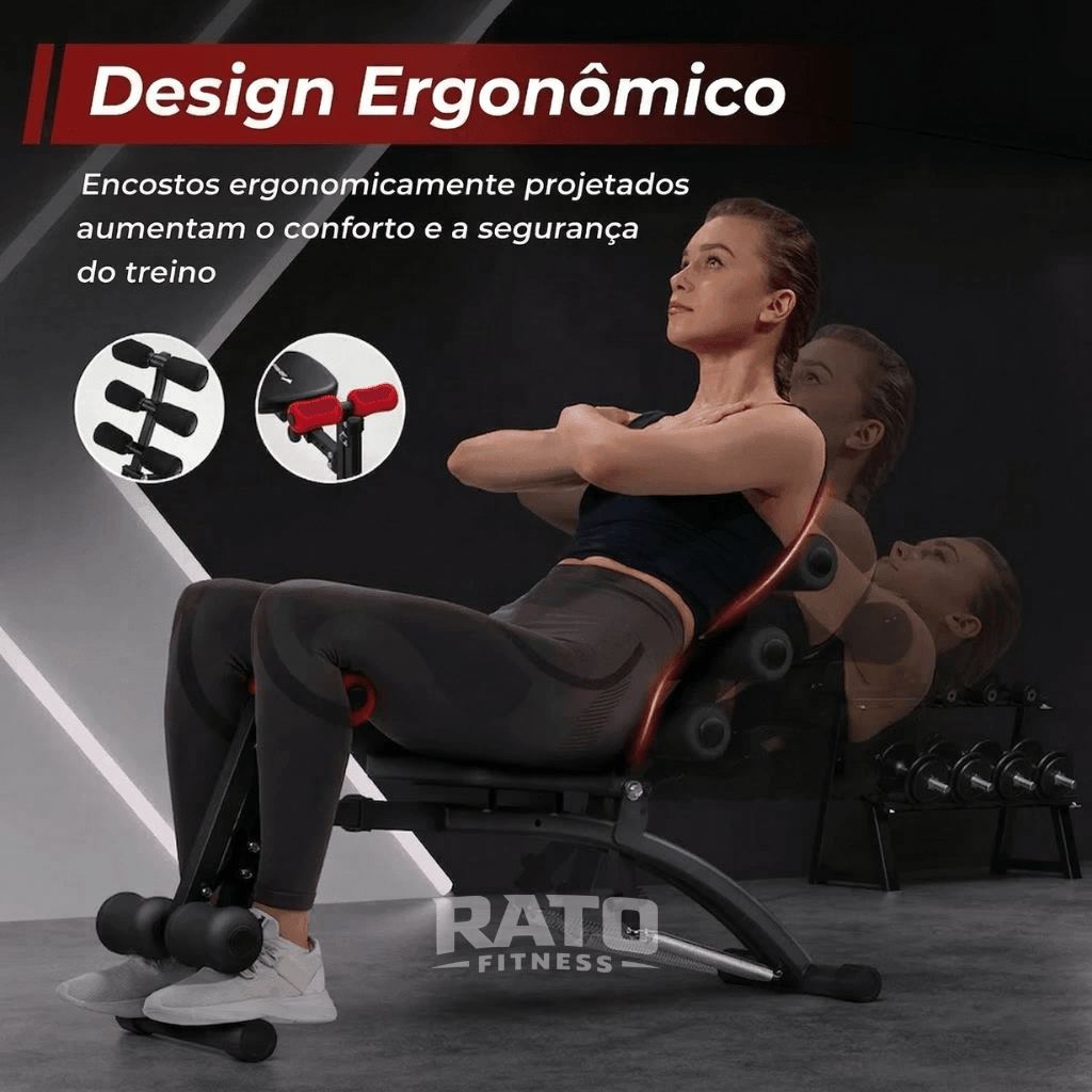 Banco Abdominal Compacto 4 em 1 para Core, Pernas e Cardio - Preto Vermelho - Imagem 3