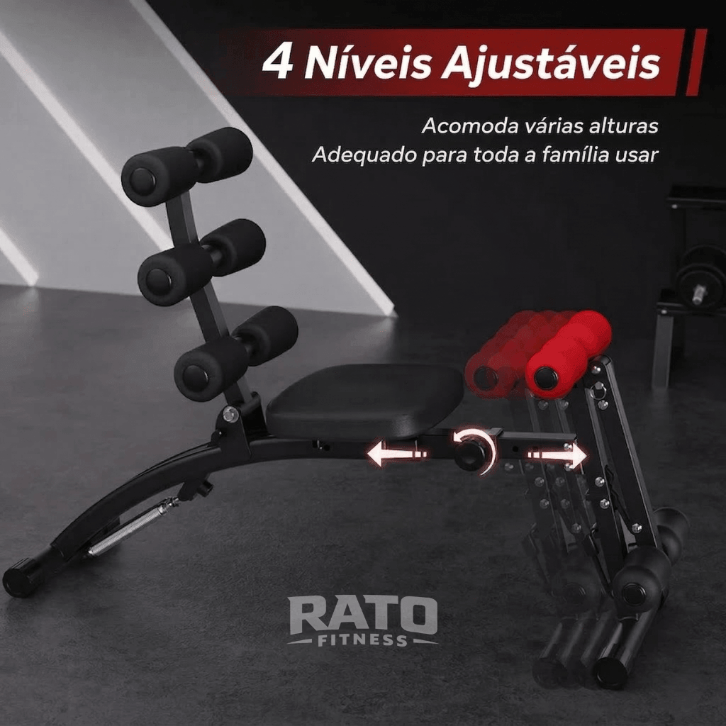 Banco Abdominal Compacto 4 em 1 para Core, Pernas e Cardio - Preto Vermelho - Imagem 4