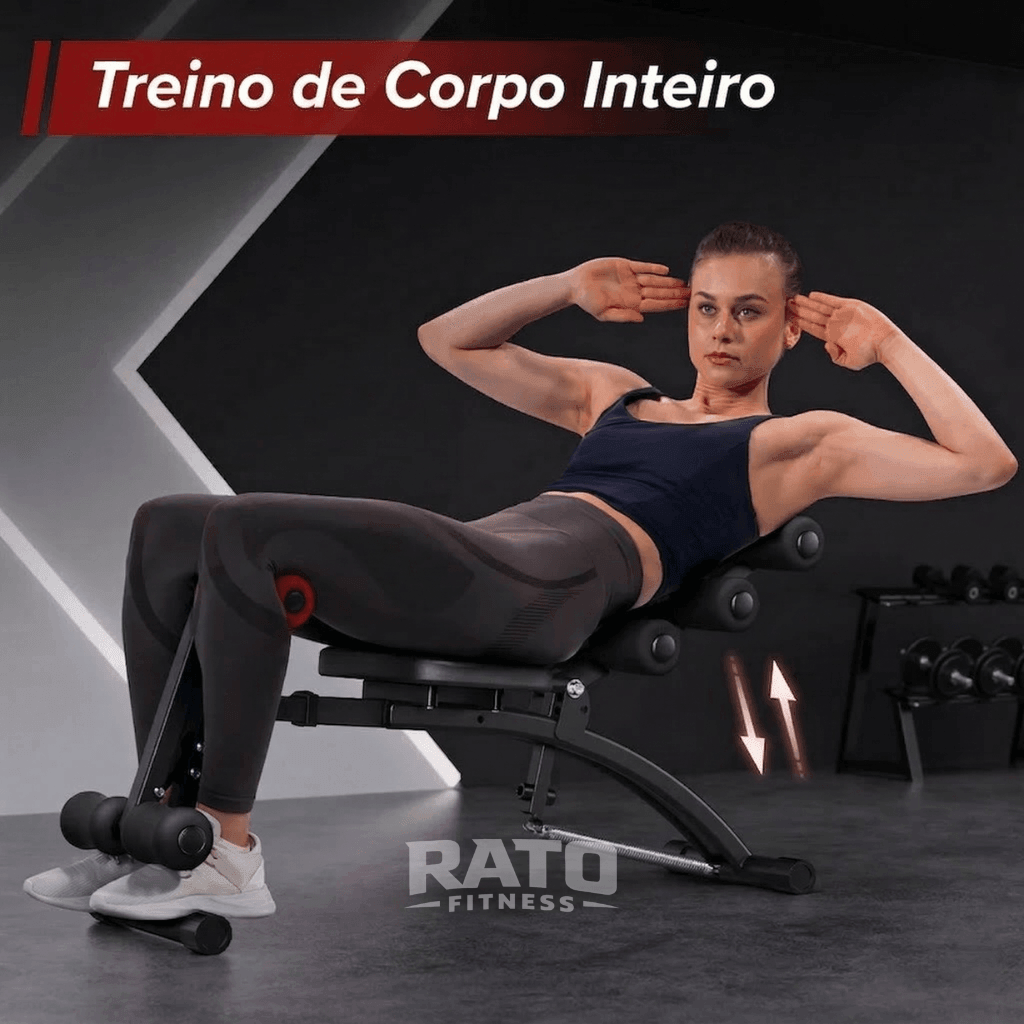 Banco Abdominal Compacto 4 em 1 para Core, Pernas e Cardio - Preto Vermelho - Imagem 7