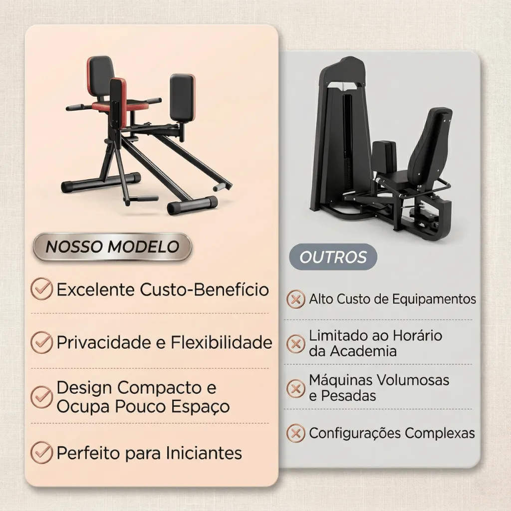 Máquina de Glúteos Abdutora Compacta Ajustável - Preto Vermelho - Imagem 7