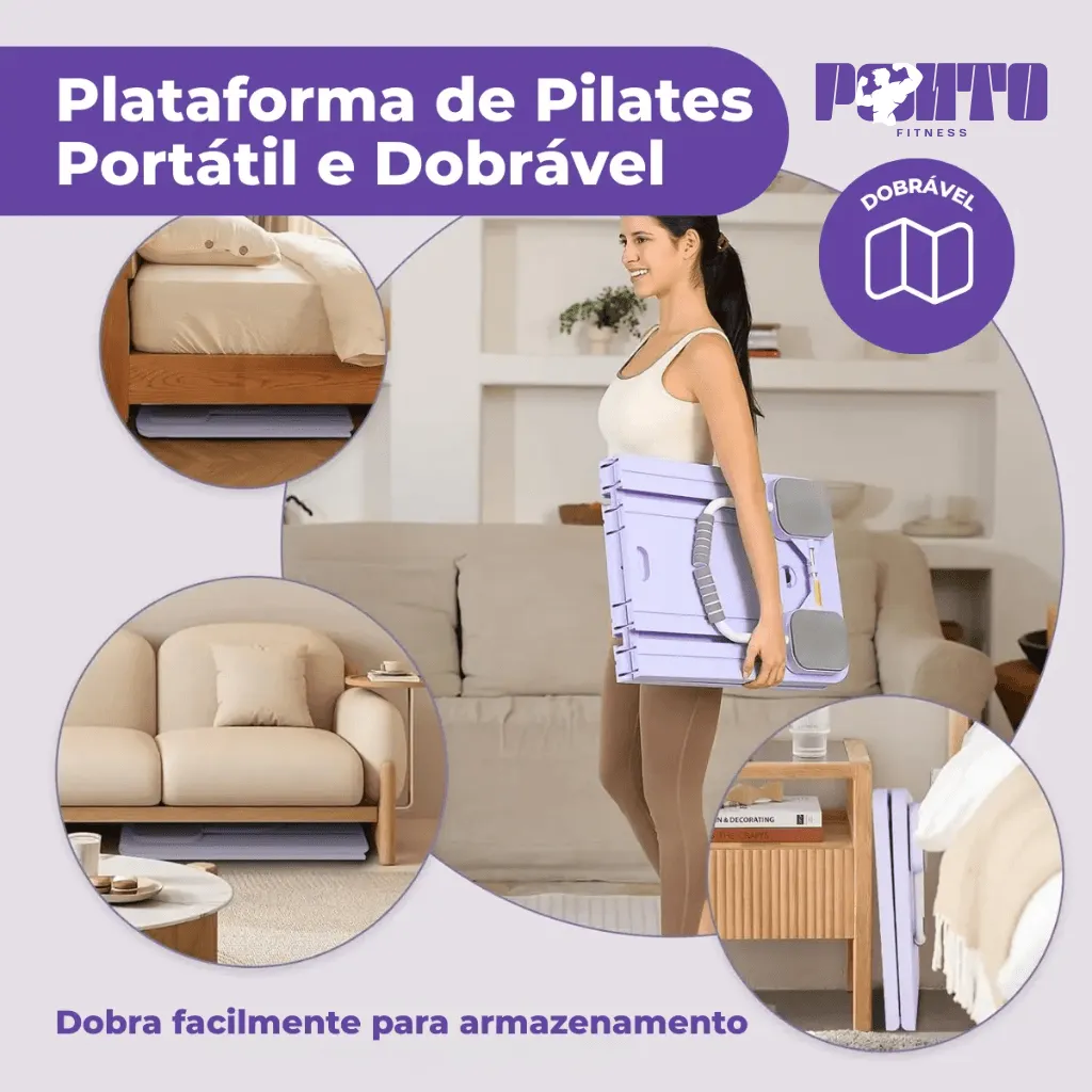 Kit Pilates 8 em 1 Dobrável para Treino Abdominal Core Braços e Pernas - Roxo - Imagem 11