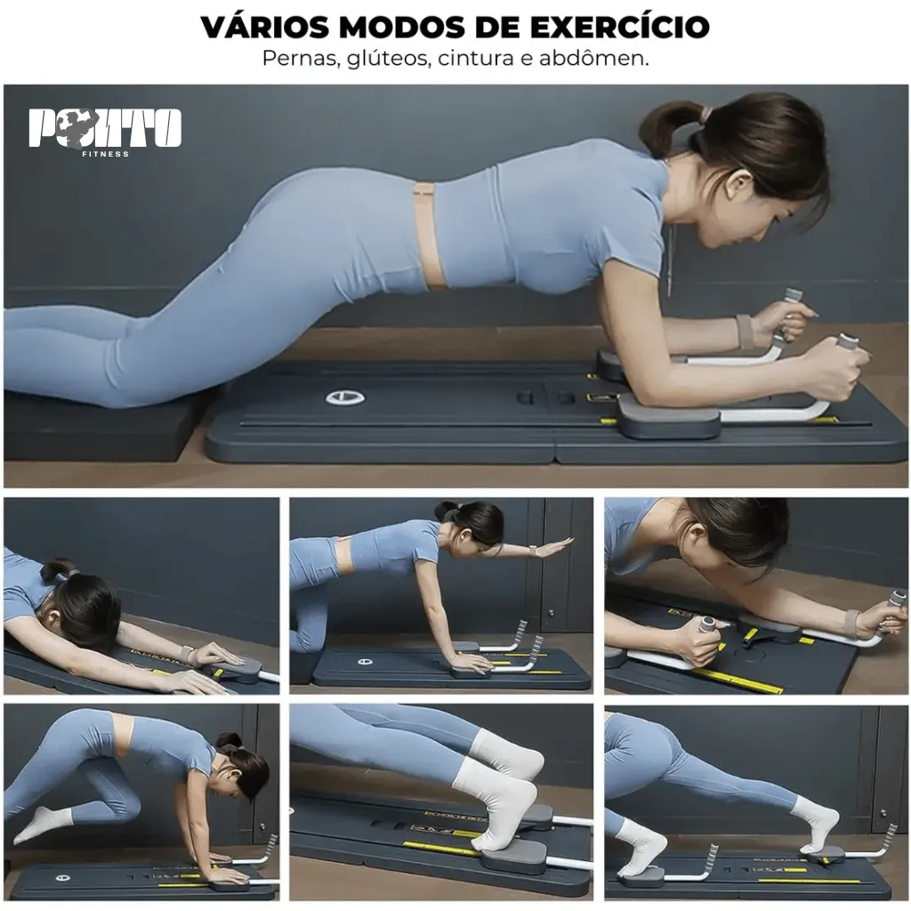 Kit Pilates 8 em 1 Dobrável para Treino Abdominal Core Braços e Pernas - Roxo - Imagem 18