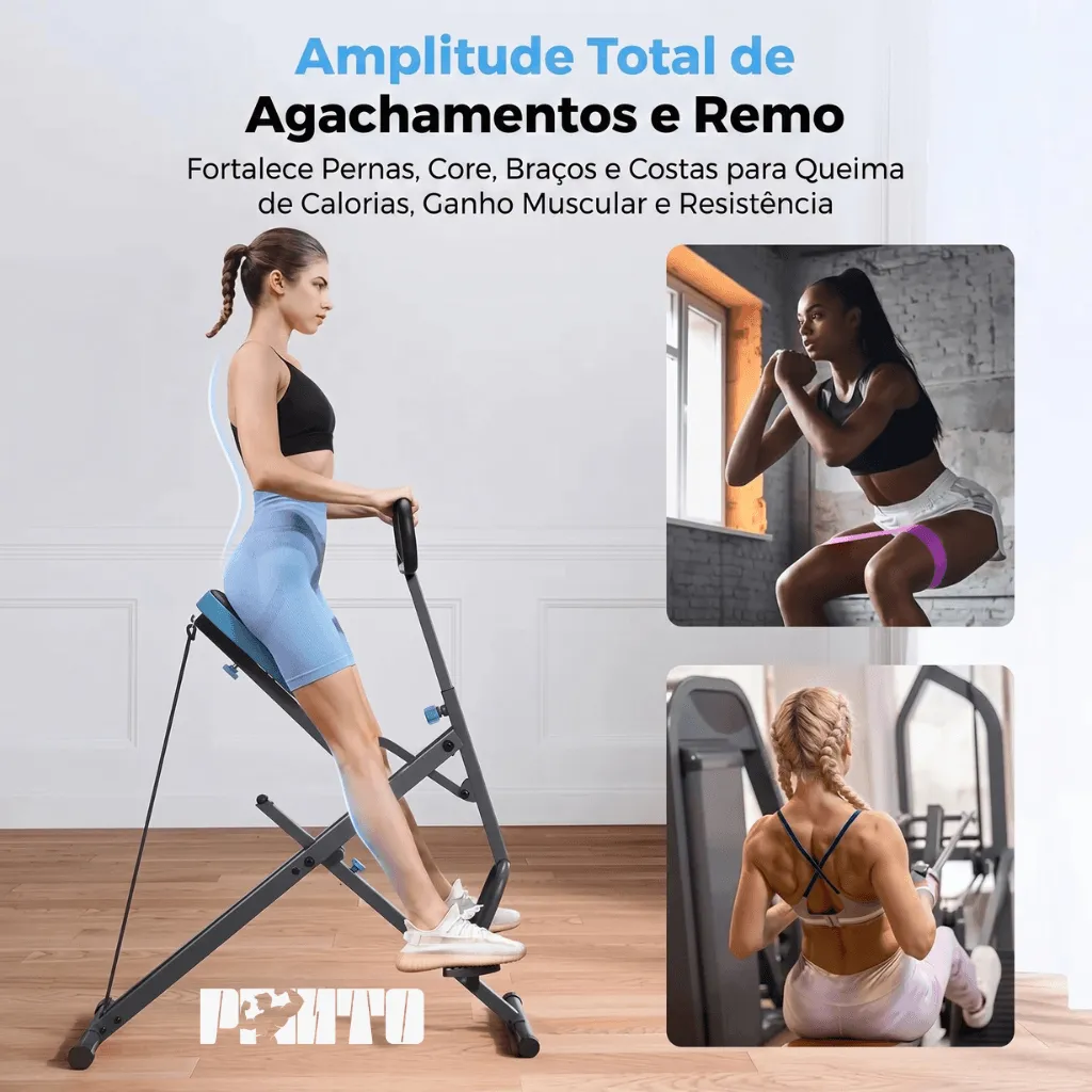 Aparelho Dobrável Squatter Fitness para Treinar em Casa - Azul - Imagem 2