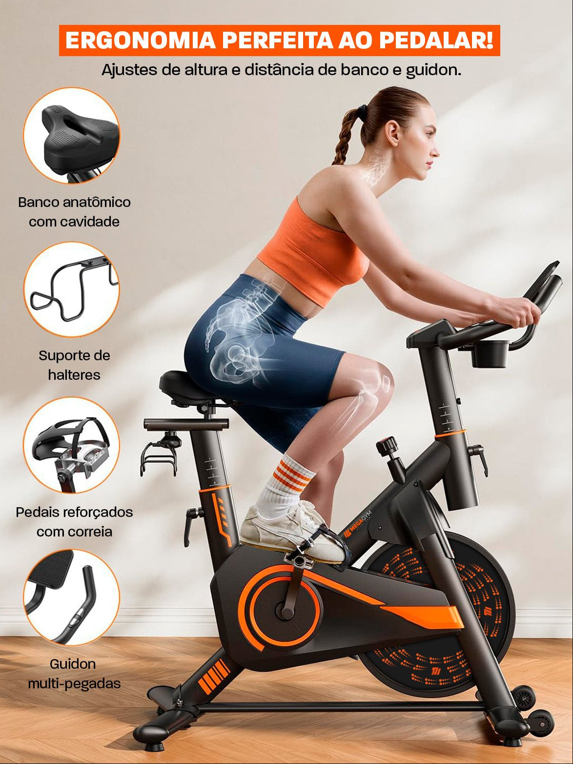 Bicicleta Ergométrica Smart Magnetic 6K | Resistência Magnética Potente | Banco Ultra Soft | Suporta 160 Kg - Imagem 4
