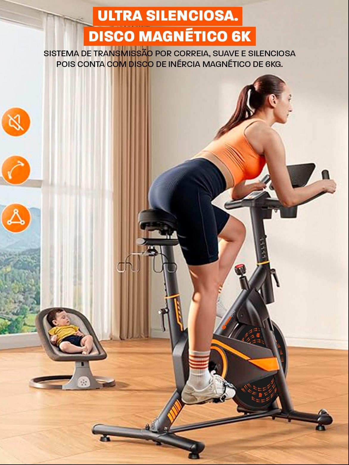 Bicicleta Ergométrica Smart Magnetic 6K | Resistência Magnética Potente | Banco Ultra Soft | Suporta 160 Kg - Imagem 10