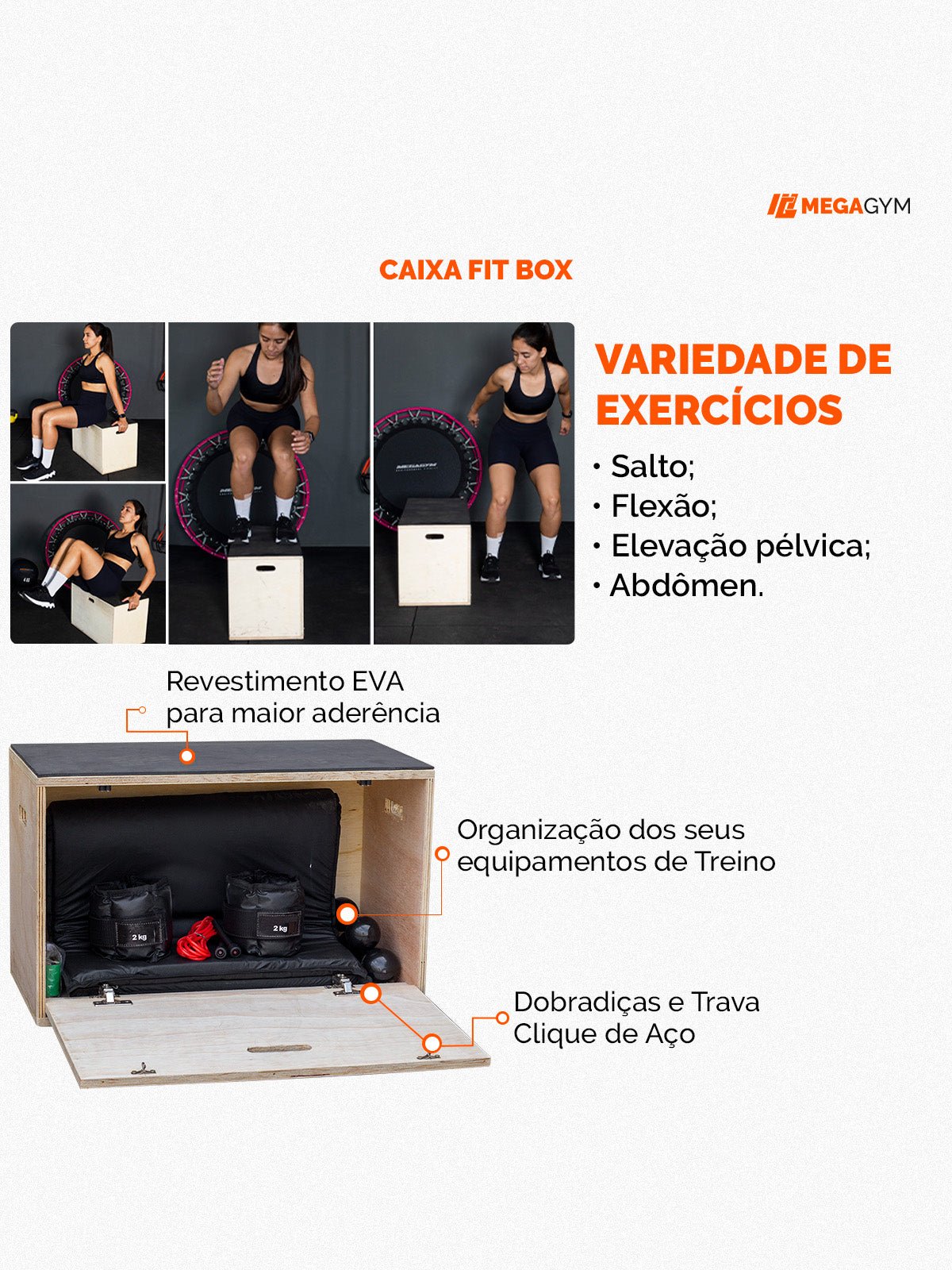 Caixa De Salto Organizadora Fit Box 40cm X 65cm X 35cm - Imagem 3