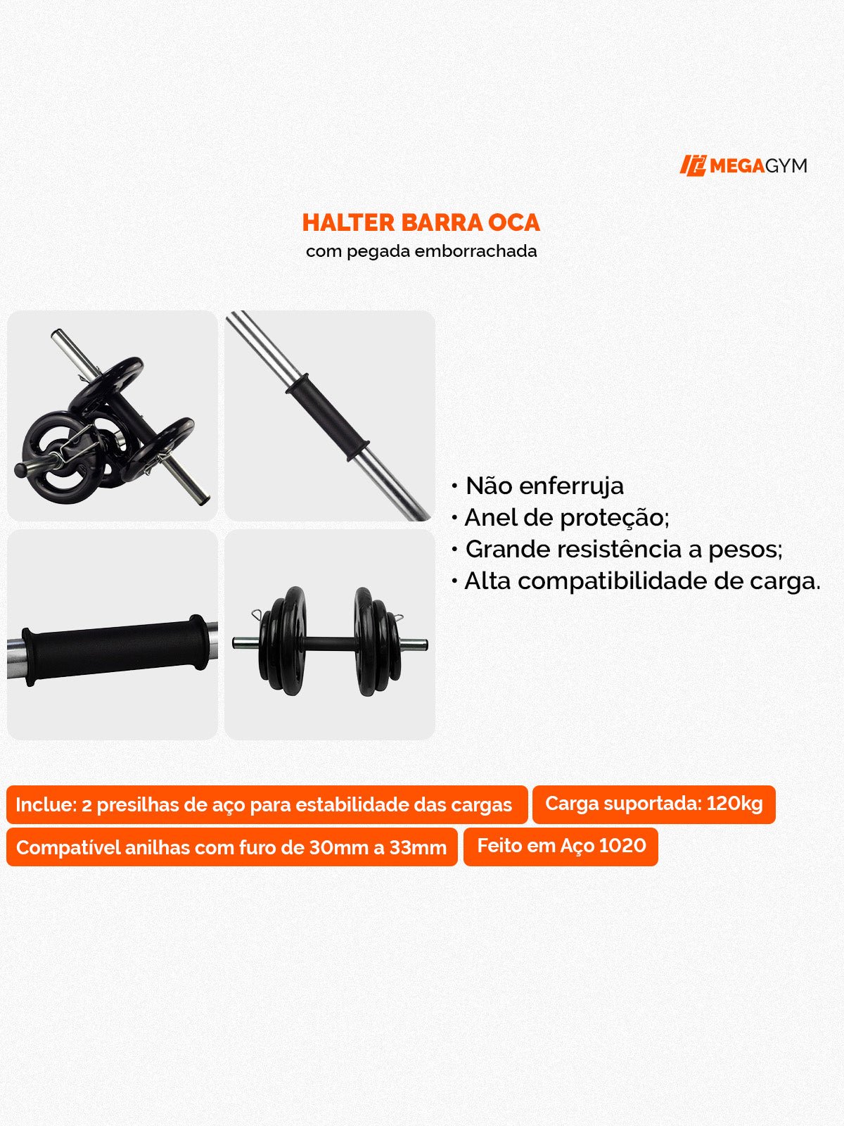 Halter Oco 40Cm Cromado Com Presilha - Imagem 4