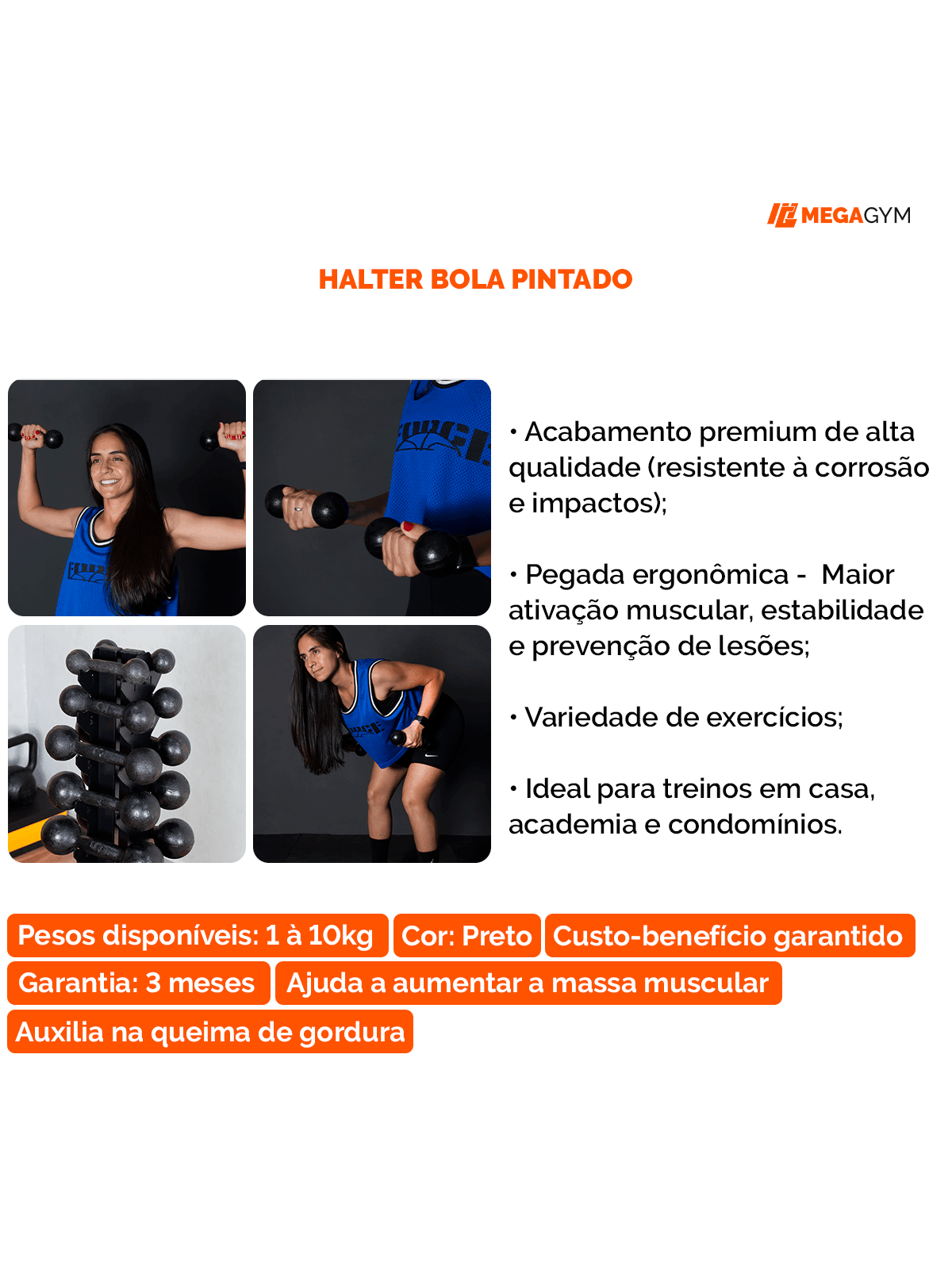 Halter Dumbbell Bola Pintado - Imagem 4