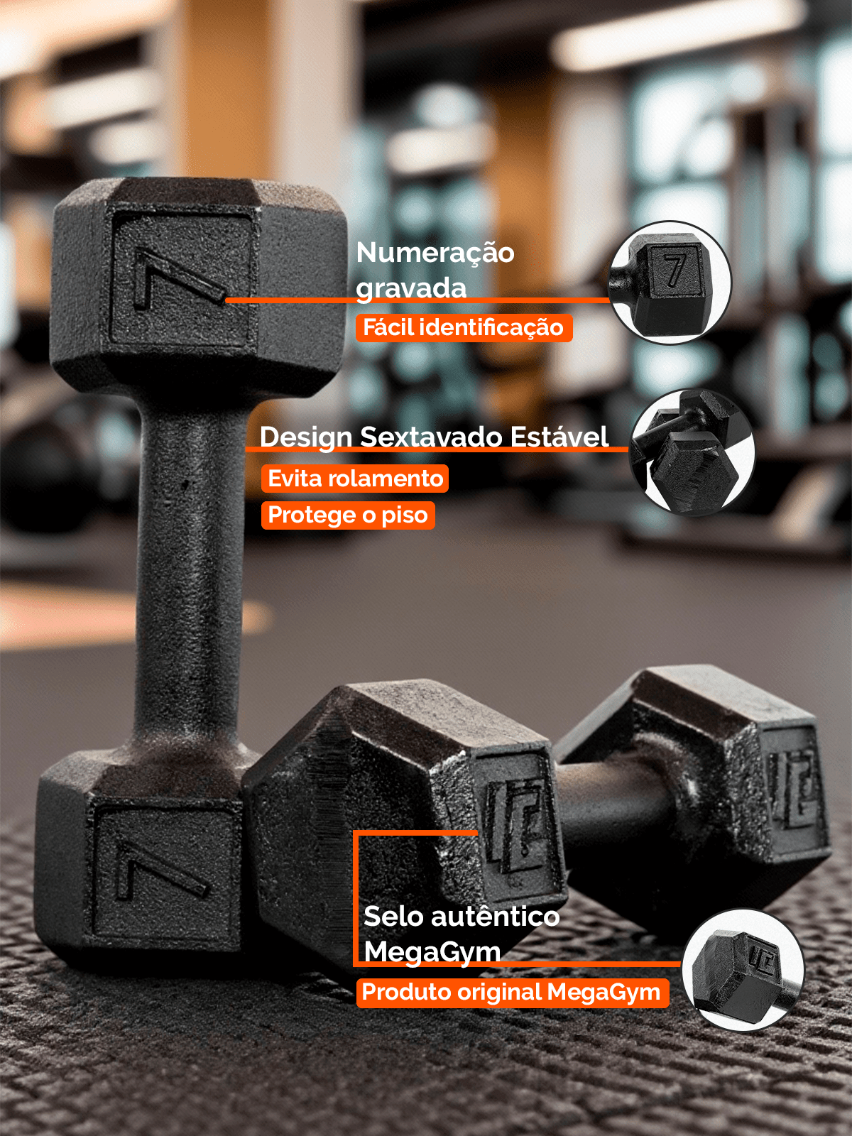 Halter Dumbbell Sextavado Pintado - Imagem 3
