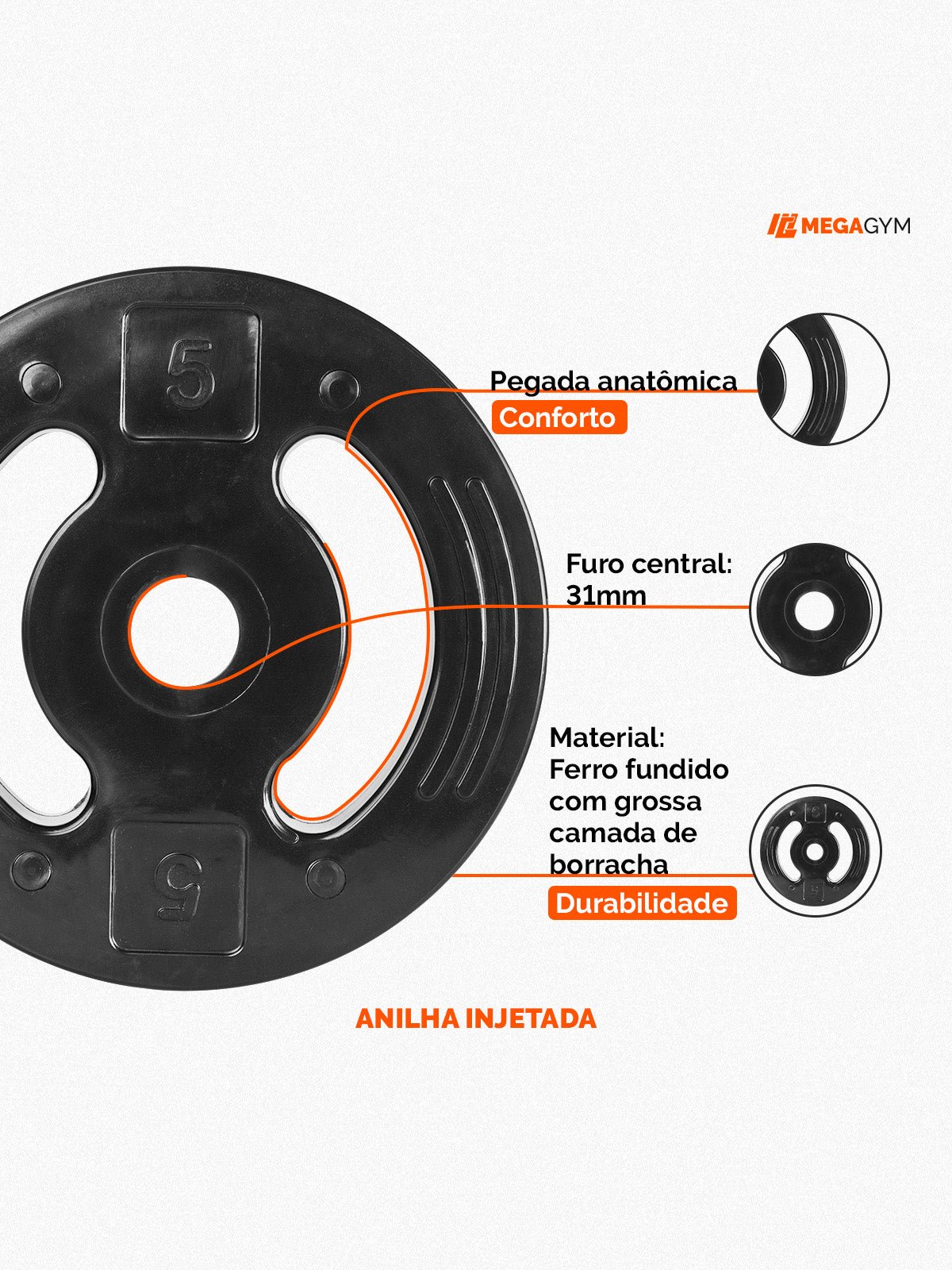 Anilha Injetada De Academia - Imagem 3
