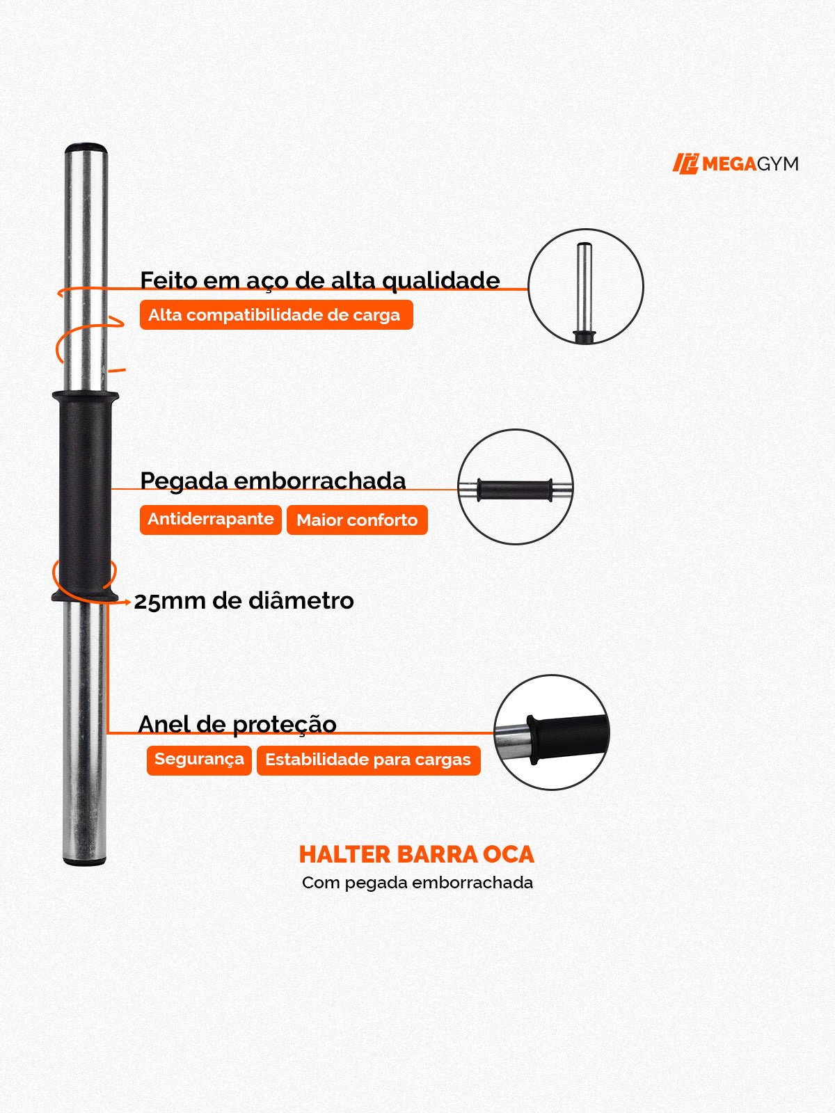 Halter Oco 40Cm Cromado Com Presilha - Imagem 3