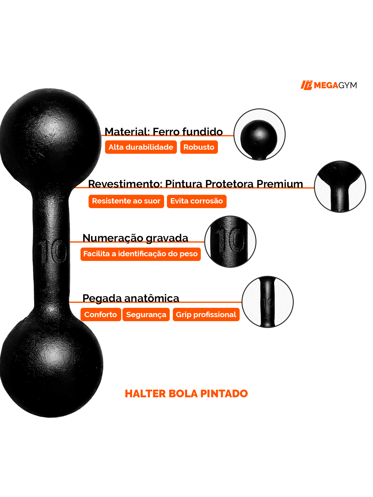 Halter Dumbbell Bola Pintado - Imagem 3