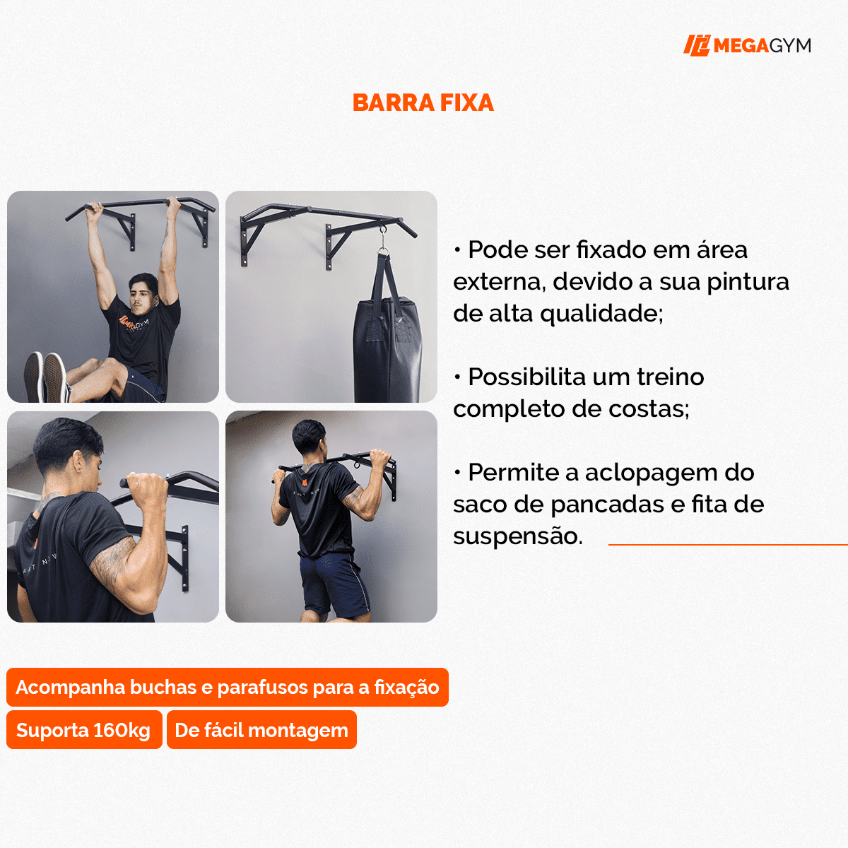 Barra Fixa de Parede Mista Treino Taf - Imagem 6