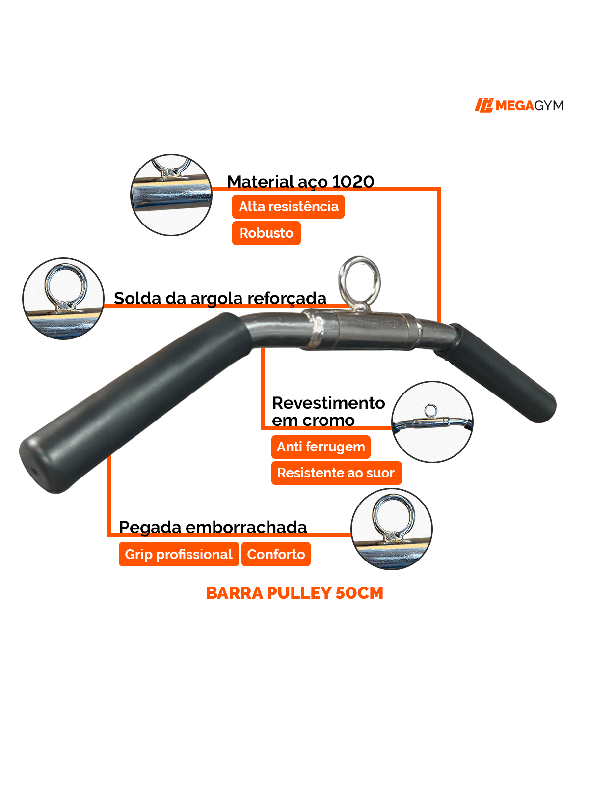 Puxador Pulley Curvado 50 cm Articulado Cromado - Imagem 3