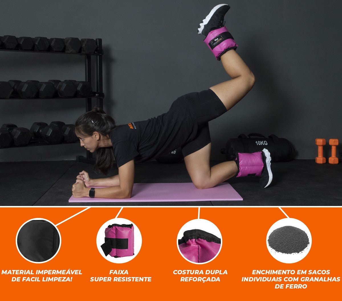 Kit Treino Funcional Halter Bola Emborrachado E Caneleira De Peso - Imagem 8