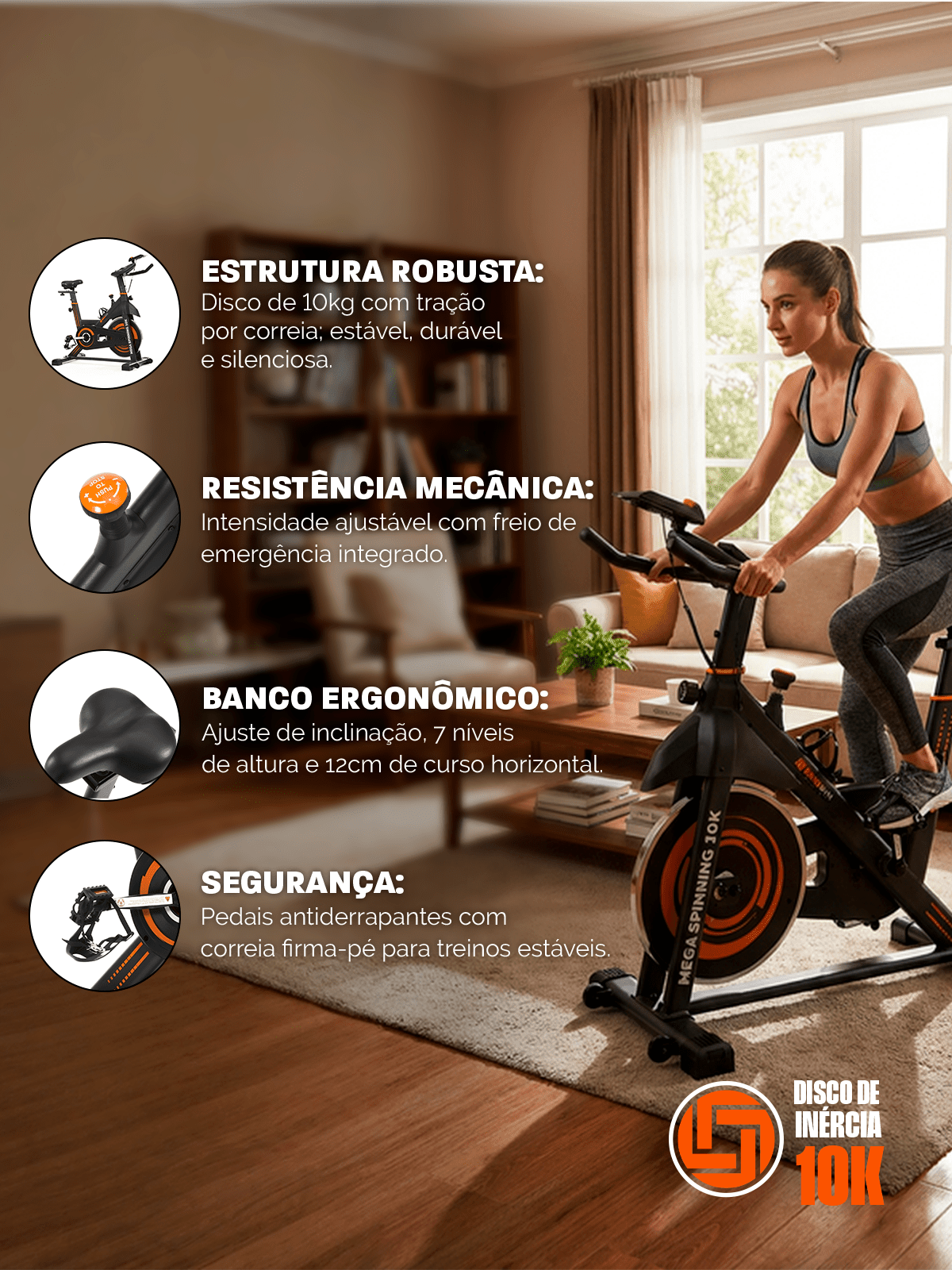 Bicicleta Ergométrica Bike Mega Spinning 10K - Imagem 2