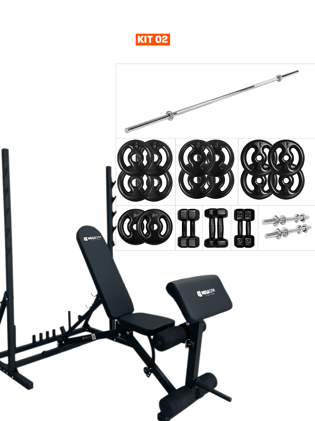 Banco Regulável 10x1 com Cadeira Extensora + Scott + Rack Agachamento - Imagem 15