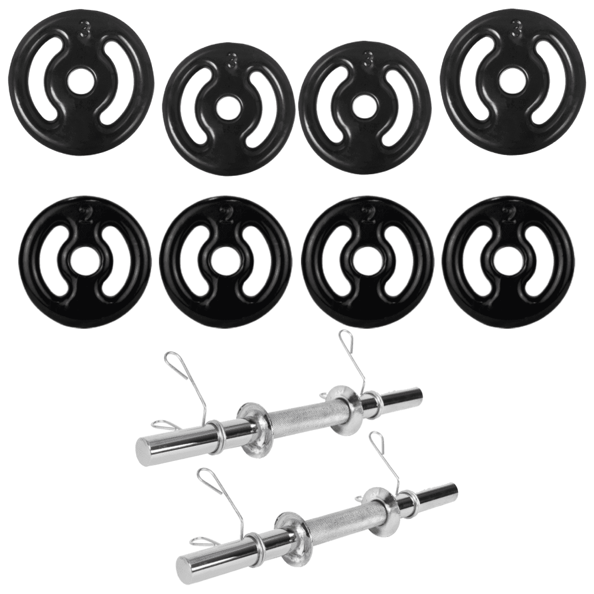 Kit Treino Musculação Par Halter Maciço + 20kg Anilha Emborrachada