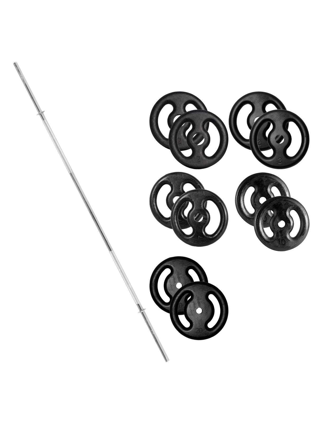 Kit Barra Reta Maciça + 80Kg De Anilhas - Imagem 13