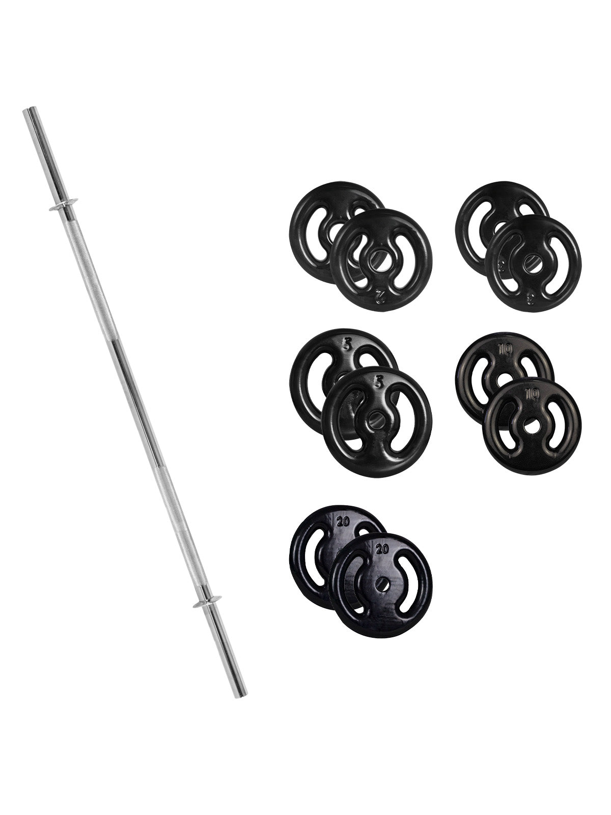 Kit Barra Reta Maciça + 80Kg De Anilhas - Imagem 14