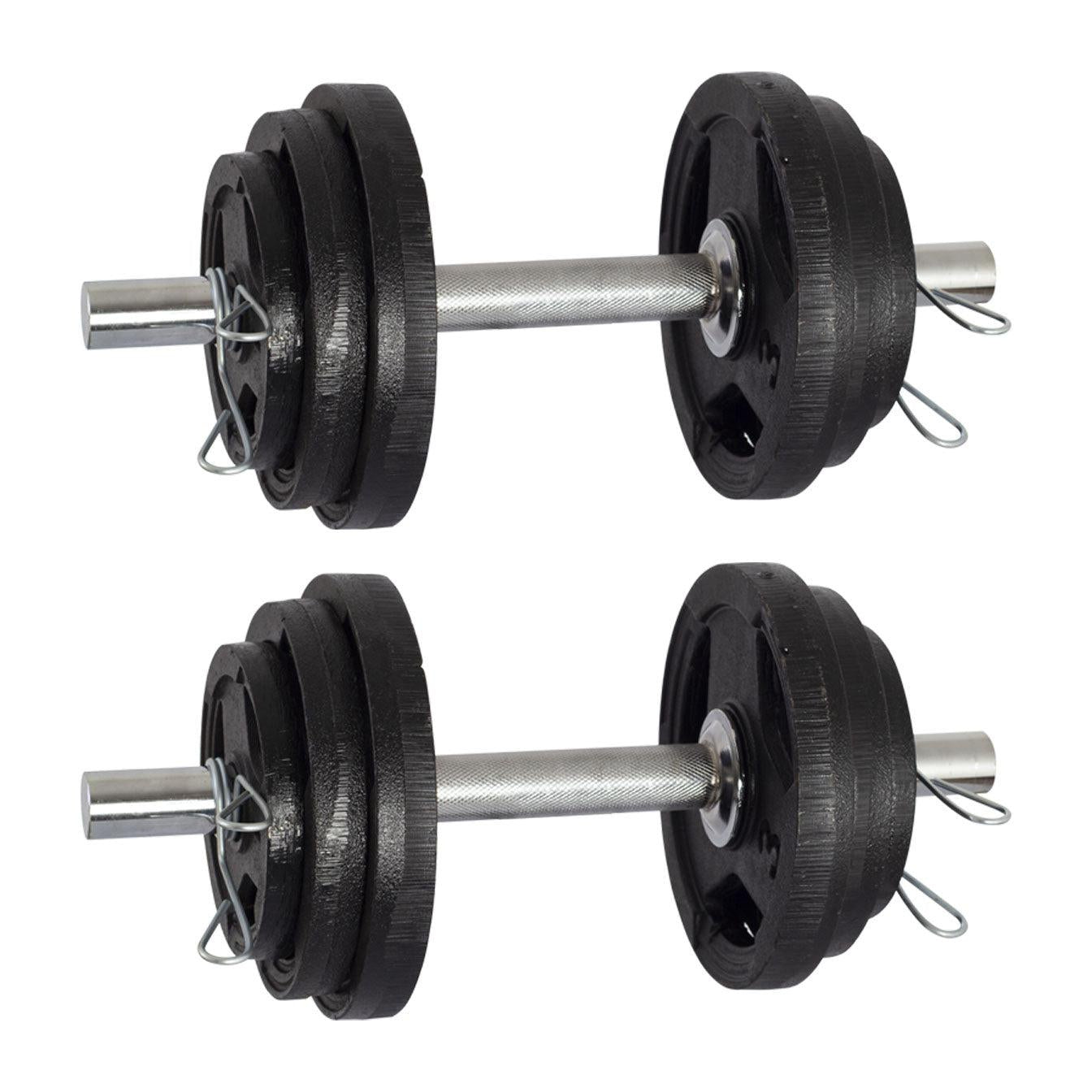 Kit Treino Com Par Halteres Barra 40cm + 24kg Anilhas Sport Pintadas - Imagem 1