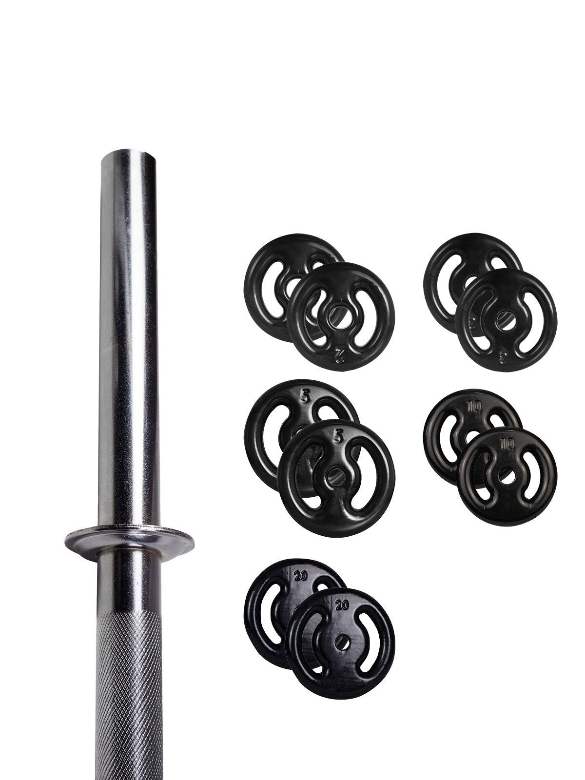 Kit Barra Reta Maciça + 80Kg De Anilhas - Imagem 1