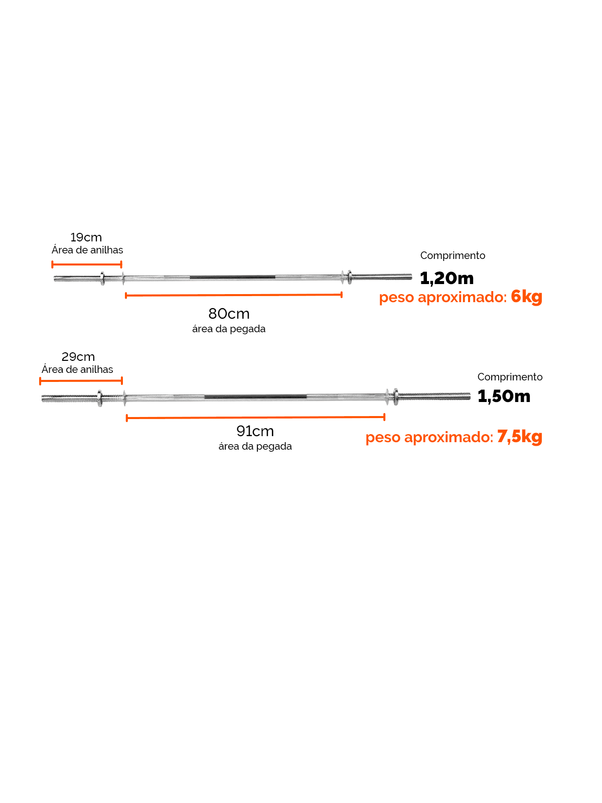 Barra Reta Maciça Com Rosca Cromada 25,40mm - Imagem 4