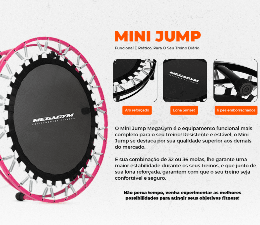 Mini Jump Trampolim Profissional 32 Molas Rosa - Imagem 7