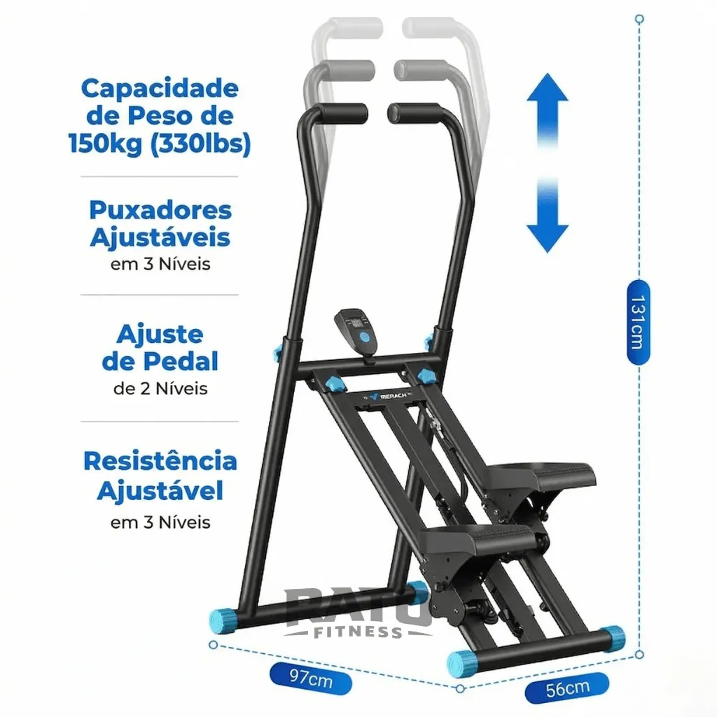 Simulador de Escada Vertical Dobrável Compacto 2 em 1 - Preto - Imagem 9